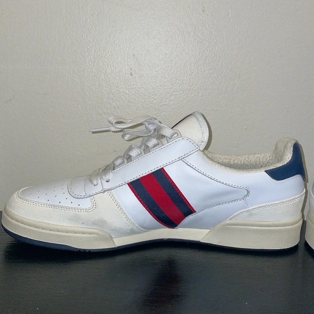 Polo Ralph Lauren Men's White Court‎ Suede & Leather Sneakers Shoes Size 10.5